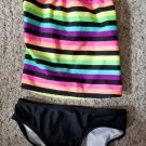 XHILARATION Black Striped Tankini Bathing Suit Girls Size 4-5