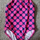 OP Pink and Blue Polka Dot One Piece Bathing Suit Girls Size 6 6X