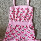 BASIC EDITIONS Pink Cherry Print Short Romper Girls Size 6 6X