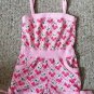 BASIC EDITIONS Pink Cherry Print Short Romper Girls Size 6 6X