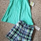 NEW Green Plaid CARTER’S Sleeveless Short Set Girls Size 4