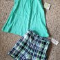 NEW Green Plaid CARTER’S Sleeveless Short Set Girls Size 4