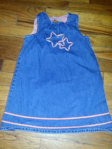 SO 4th Star Embellished Sleeveless Denim Jumper Dress Girls Size 4T