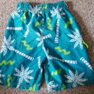 CHEROKEE Blue and Green Tropical Print Trunk Swimsuit Small Boys Size 6-7