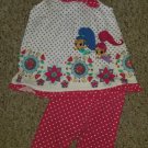SHIMMER and SHINE Pink Polka Dot Short Set Girls Size 4T NICKELODEON
