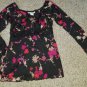 SELF ESTEEM Black Floral Sequined Peasant Long Sleeved Top Ladies MEDIUM