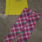 JUMPING BEANS Yellow and Plaid Short Sleeved Leggings pant Set Girls Size 4T