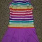 LANDS END Purple Striped Lined One Piece Skirted Bathing Suit Girls Size 8
