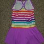 LANDS END Purple Striped Lined One Piece Skirted Bathing Suit Girls Size 8