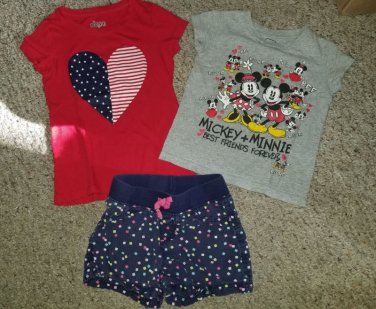 Lot of Tops MICKEY MOUSE and JUMPING BEANS Shorts Girls Size 4