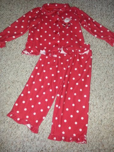 CARTER&acirc;��S Red Polka Dot SANTA Flannel Pajamas Girls Size 3T