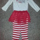 CARTER’S Red and White Santa’s Little Helper Tutu Legging Pant Set Girls 18 months