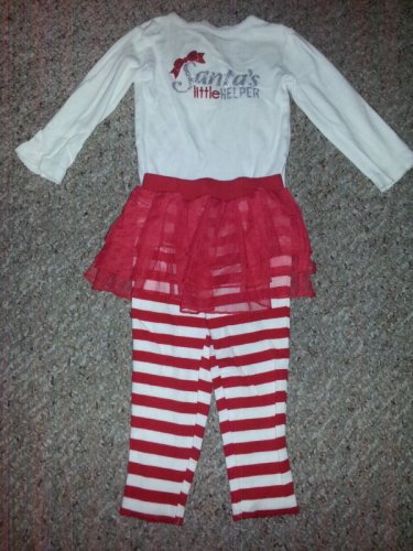 CARTER&acirc;��S Red and White Santa&acirc;��s Little Helper Tutu Legging Pant Set Girls 18 months