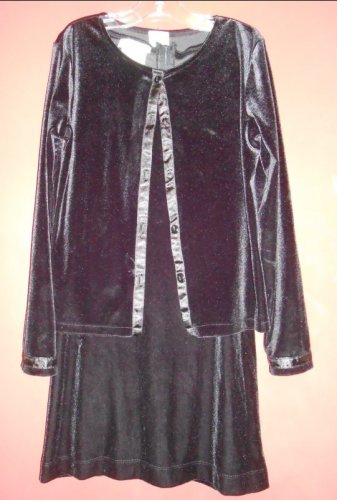 BONNIE JEAN Black Velvet Tank Dress with Velvet Cardigan Jacket Girls Size 8