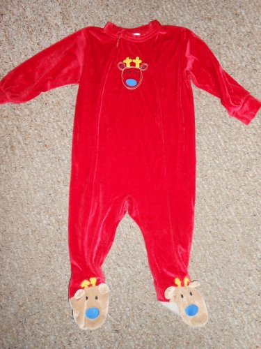 CARTER&acirc;��S KIDS Red Velour Reindeer Romper Size 18 months