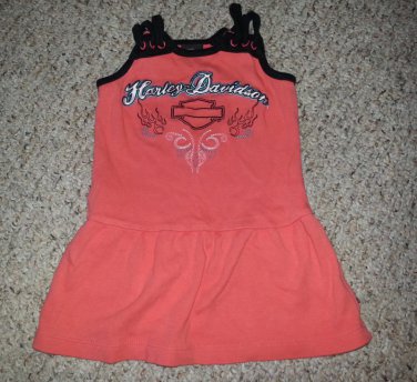 HARLEY DAVIDSON Orange and Black Sundress Girls Size 3T