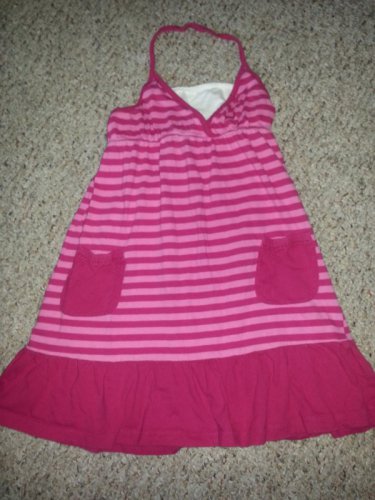FADED GLORY Pink Striped Halter Dress Girls Size 7-8