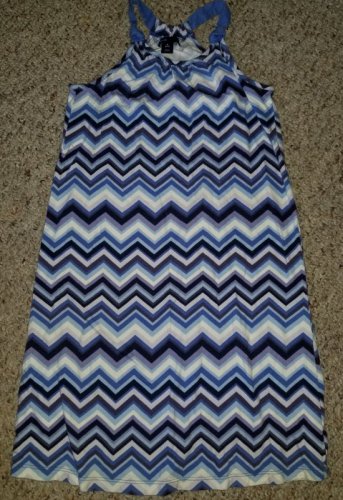 GAP KIDS Blue Zig Zag Print Racer Back Tank Dress Girls Size 6-7