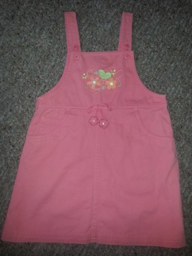 CARTER&acirc;��S Peach Floral Embroidered Denim Jumper Dress Girls Size 4T