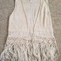 NEW Oatmeal LOVE BY DESIGN Fringed Open Weave Vest Ladies LARGE