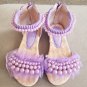NEW Purple Pearls and Lace Floral Summer Sandal Peep Toe Sandal Size 9.5