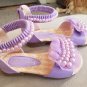 NEW Purple Pearls and Lace Floral Summer Sandal Peep Toe Sandal Size 9.5