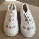 BALLOONS White Leather Floral Accent Sneakers Toddler Girls Size 7