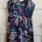 CANDIE’S Blue Floral Print Sundress MEDIUM Attached Bra