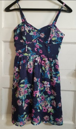 CANDIE&acirc;��S Blue Floral Print Sundress MEDIUM Attached Bra