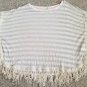 NEW Fringed Tan Striped REWIND Circle Shawl Top Ladies MEDIUM