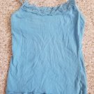 Light Blue Lace Trim Cami Tank Built In Shelf Bra Girls Medium Size 10-12