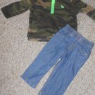 NWT CARTER'S Camo Fleece Top and Denim Jeans Boys Size 9 months