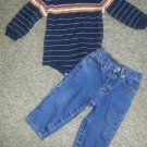 CARTER'S Navy Striped Turtleneck Bodysuit TCP Denim Jeans Boys Size 18 months