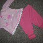 OKIE DOKIE Pink Floral Pant Set Girls Size 0-3 months
