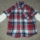 CHEROKEE Layered Look Red plaid Flannel Shirt Boys Size 24 months