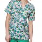 Tafford 2 Pocket Green Fish Print Scrub Top Womans Plus Size 2X