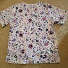 SCRUBS ONLY Purple Floral Print Scrub Top Ladies Medium NEW