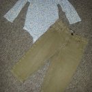MINWEAR Car Print Bodysuit OSH KOSH Tan Corduroy Pants Boys Size 18 months