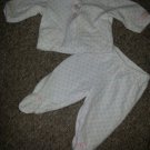 CARTER’S White with Pink Polka Dots Velour Pant Set Girls Size 3 months