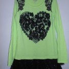 JUSTICE Green and Black Lace Rhinestone Embellished Dress Girls Size 12
