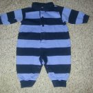 LANDS END Blue Striped Long Sleeved Pants Romper Boys Size 3-6 months