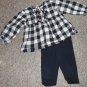 CARTER'S Black and White Checked Leggings Pant Set Girls Size 18 months