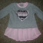 LITTLE LASS Gray and Pink Sequined Heart Tunic Top Girls Size 24 months