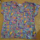 SB FASHION SCRUBS Spring Floral Print Scrub Top Ladies LARGE