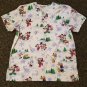WHITE SWAN Winter Print MICKEY and MINNIE Scrub Top Ladies MEDIUM