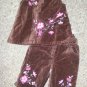KOALA KIDS Lined Brown Velvet Sleeveless Pant Set Girls Size 0-3 months