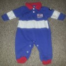 STARTER Blue White and Red USA Pants Romper Boys Size 6-9 months