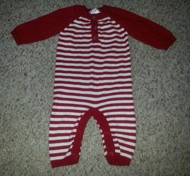 CHEROKEE Red Striped Knit One Piece Romper Size 0-3 months