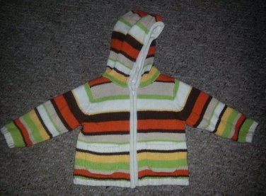 SECOND STEP Striped Hooded Heavyweight Cardigan Sweater Size 12 months