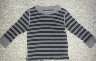 THE CHILDREN&acirc;��S PLACE Black and gray Striped Thermal Waffle Weave Top Boys 3T